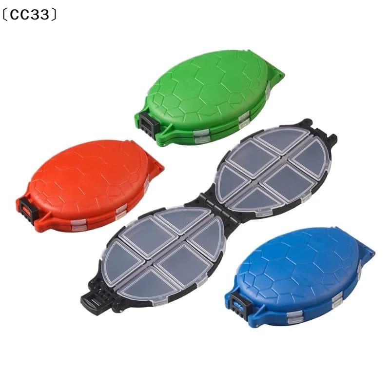 Scatola porta esche e ami a forma di tartaruga con 12 scomparti per attrezzatura da pesca, esche e ami; scatola per medicinali da viaggio.〔CC33〕