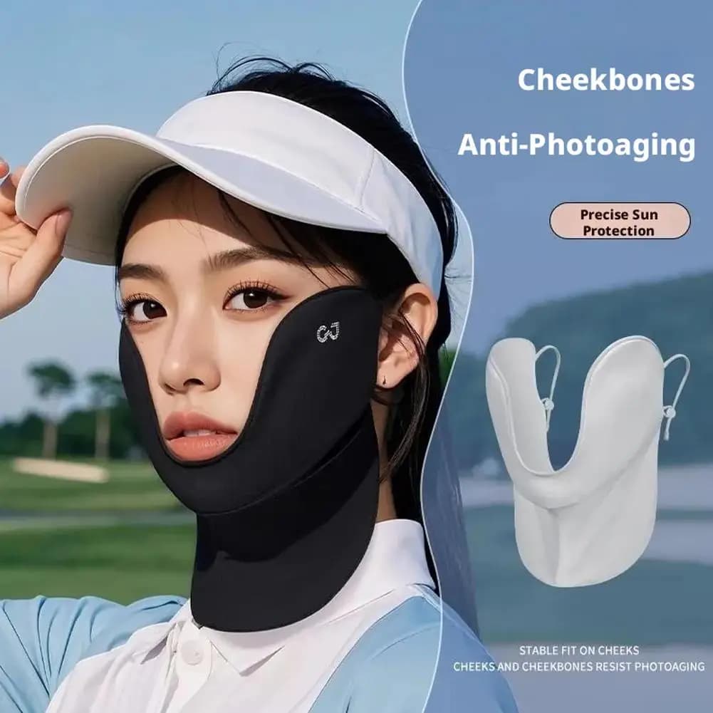Women's UPF50+ Ice Silk Sun Protection Face Neck Mask,Breathable Lightweight Cooling Sun Cover For Golf Cycling Travel UV Shield