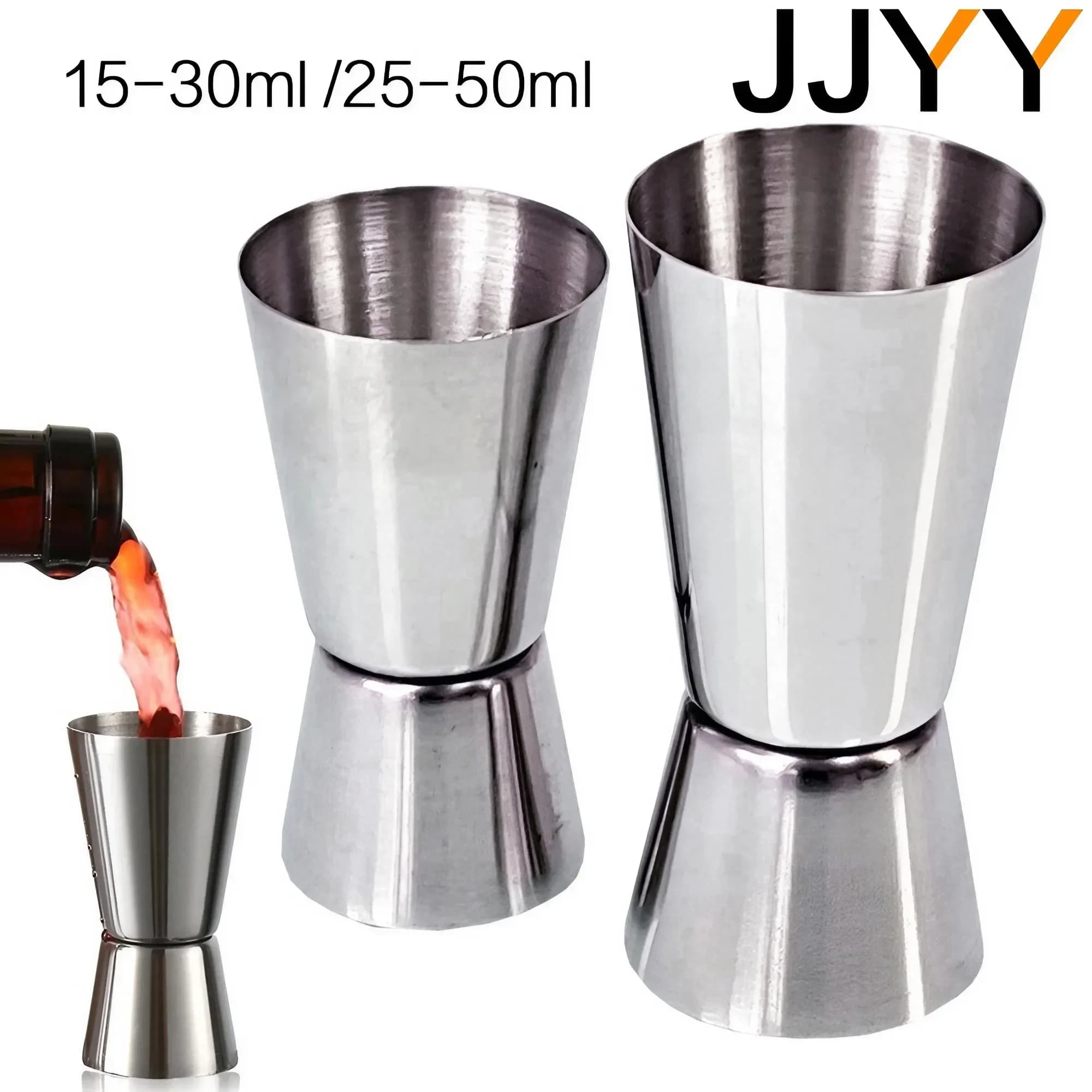 JJYY Acciaio inossidabile15-30ml 25-50ml Bar Party Vino Cocktail Shaker Dual Shot Jigger Bevande liquide Strumento fai da te