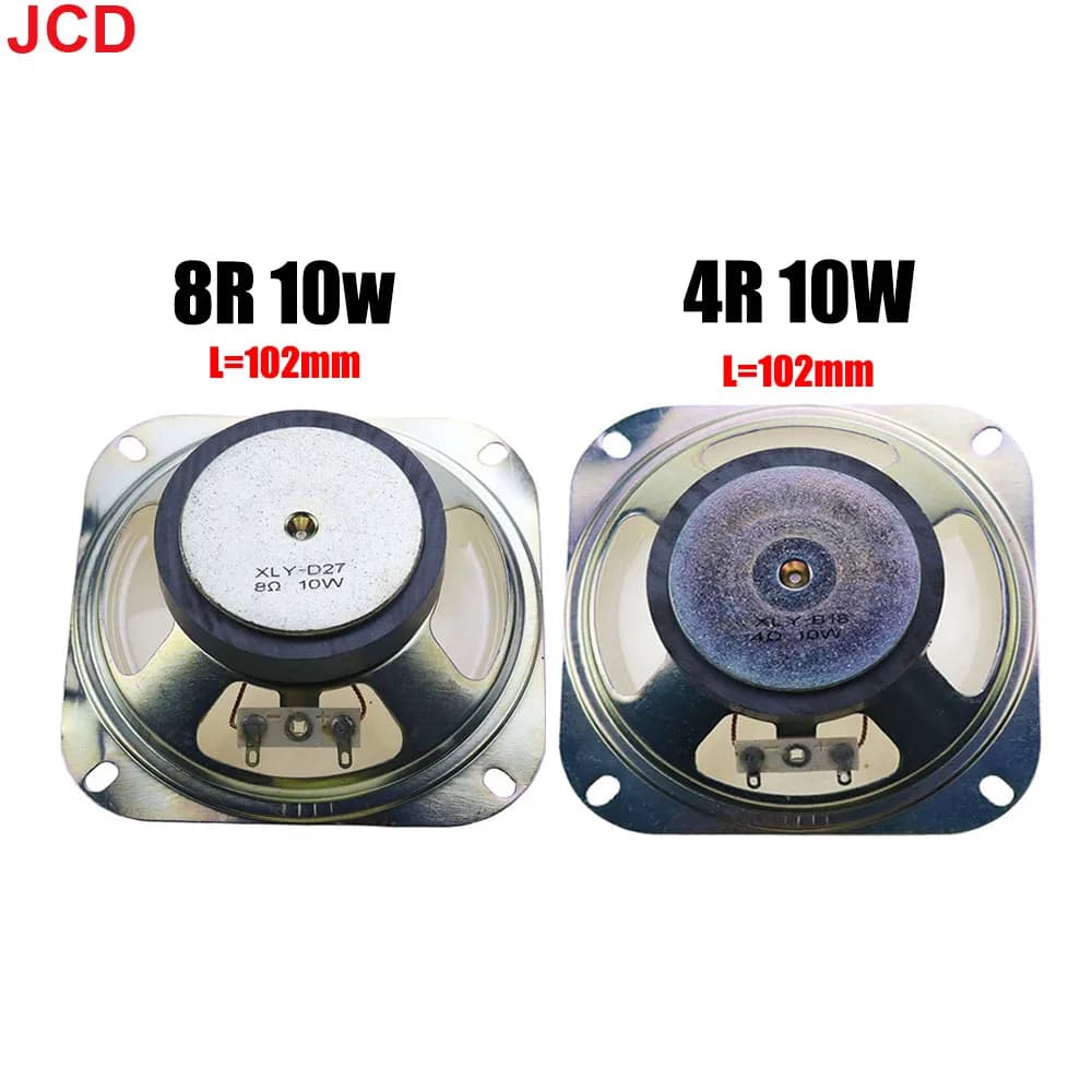 1pc 4/8 Ohm 10W Speaker 102MM 4 Inch Square Speaker Waterproof Transparent Cone Card Lightweight 60MM External Magnetic Height 38MM