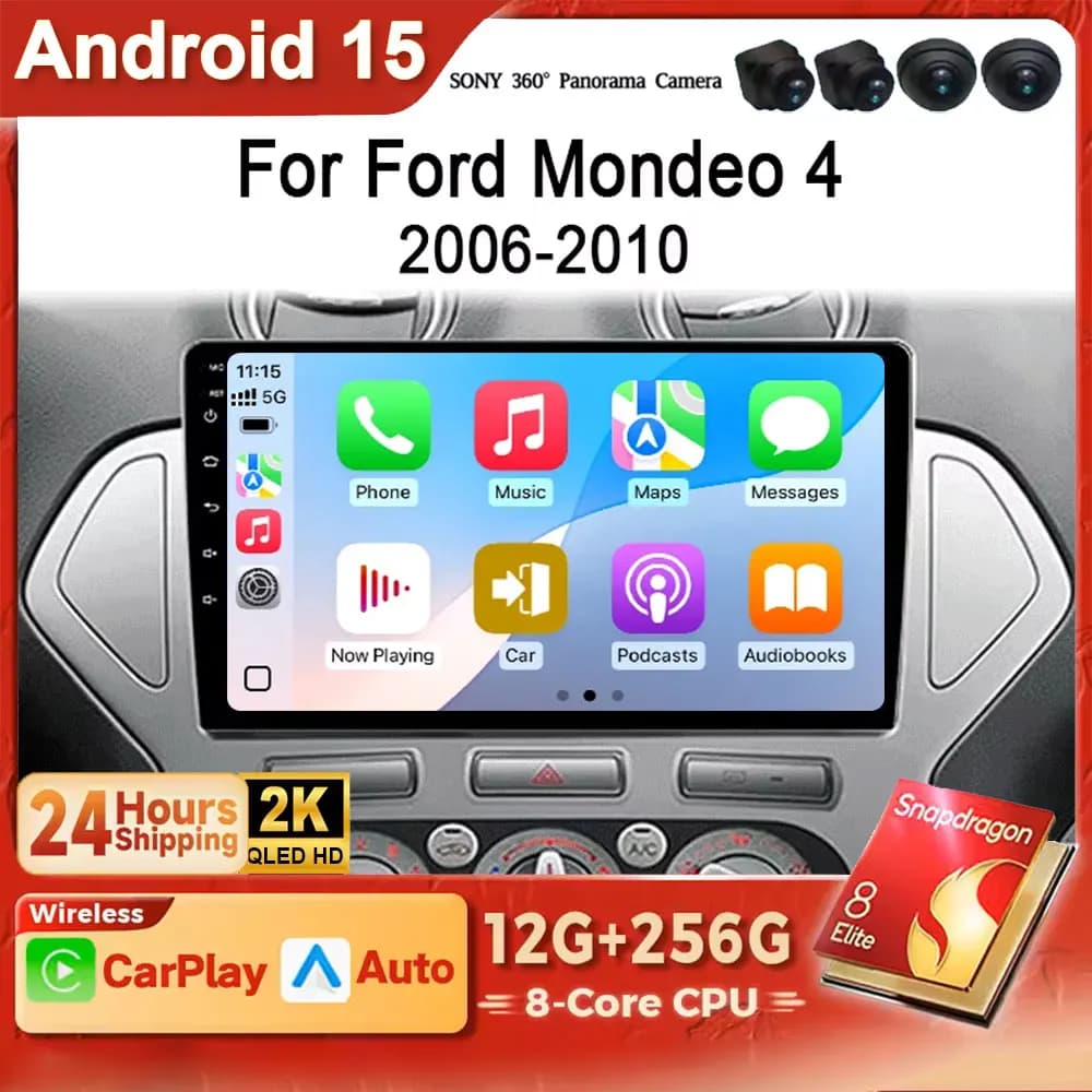 Android 15 Car Radio 9 inch For Ford Mondeo 4 2006 - 2010 Multimedia Video Player Navigation stereo 4G BT WIFI Stereo GPS DSP
