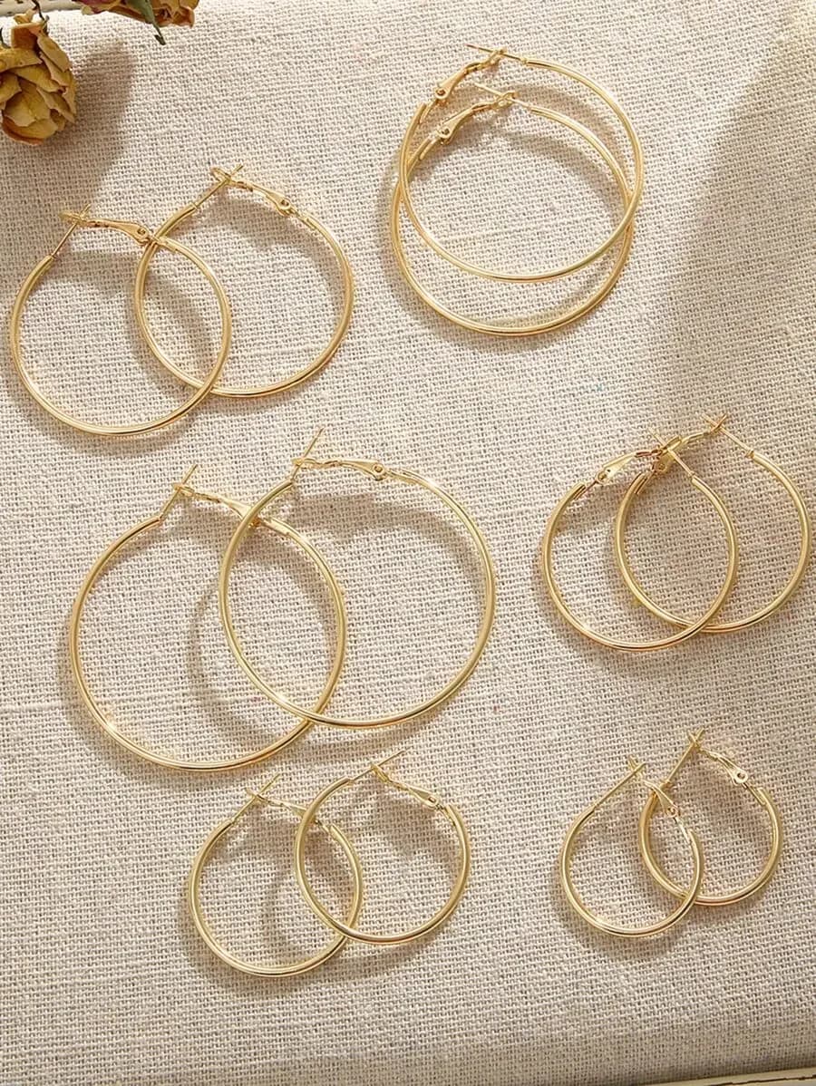 12pcs Minimalist Hoop Earrings Set For Women Versatile Fashion Jewelry
