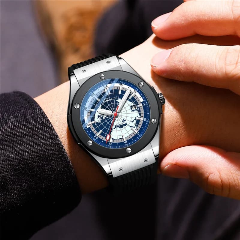 CHENXI 82442 Moda Casual Orologi sportivi di lusso per uomo Mappa del mondo di marca Orologio da polso luminoso militare Orologio da polso da uomo