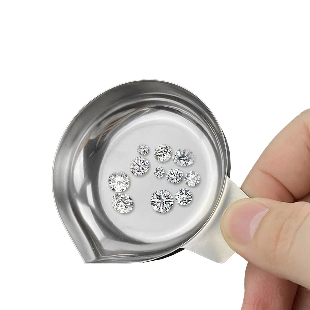Stainless steel diamond weighing pot Naked Gems Stone Diamond Beam Flat Balancing Tray for weighing Jewellery Tools