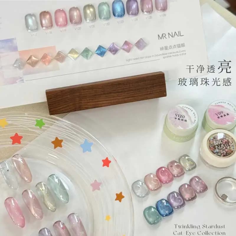 Smalto gel per unghie effetto occhio di gatto MR Nail Ice Penetrating Glass Beads, 5ml, semipermanente, rimovibile con immersione, gel magnetico UV per salone di bellezza