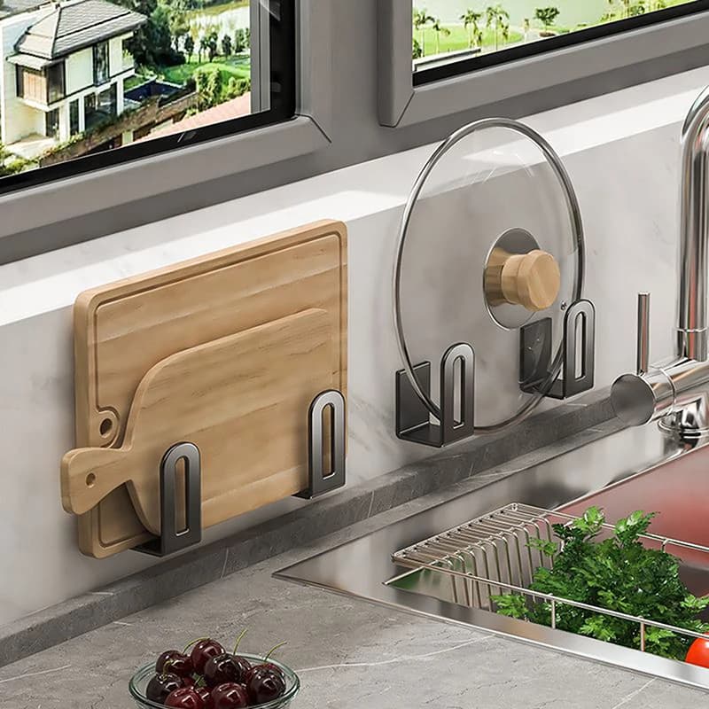 2 pz/set tagliere pentola copertura rack lavello spugna organizzatore bagno multifunzionale mensola da cucina a parete in acciaio inossidabile