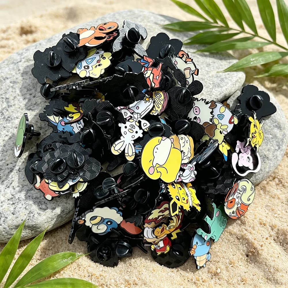 4-30pcs Cute Pokemon Enamel Pins Random Delivery Anime Character Brooches Pikachu Charmander Mew Collectible Lapel Pins Backpack