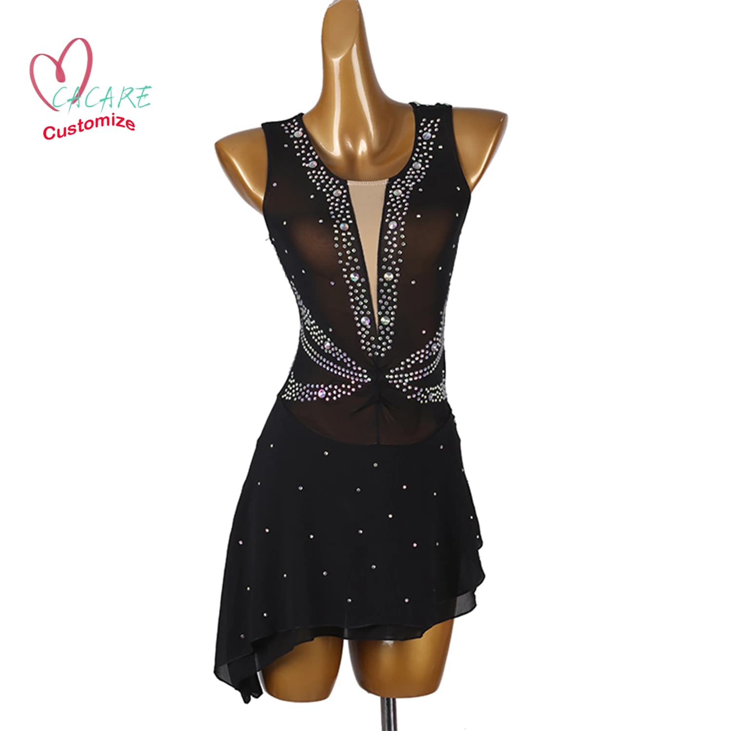 Vestito da pattinaggio di figura Abbigliamento da ballo Costume di scena Abbigliamento Ragazza Abbigliamento per bambini Vestito da pattinaggio su ghiaccio artistico Body da ballo Samba B012