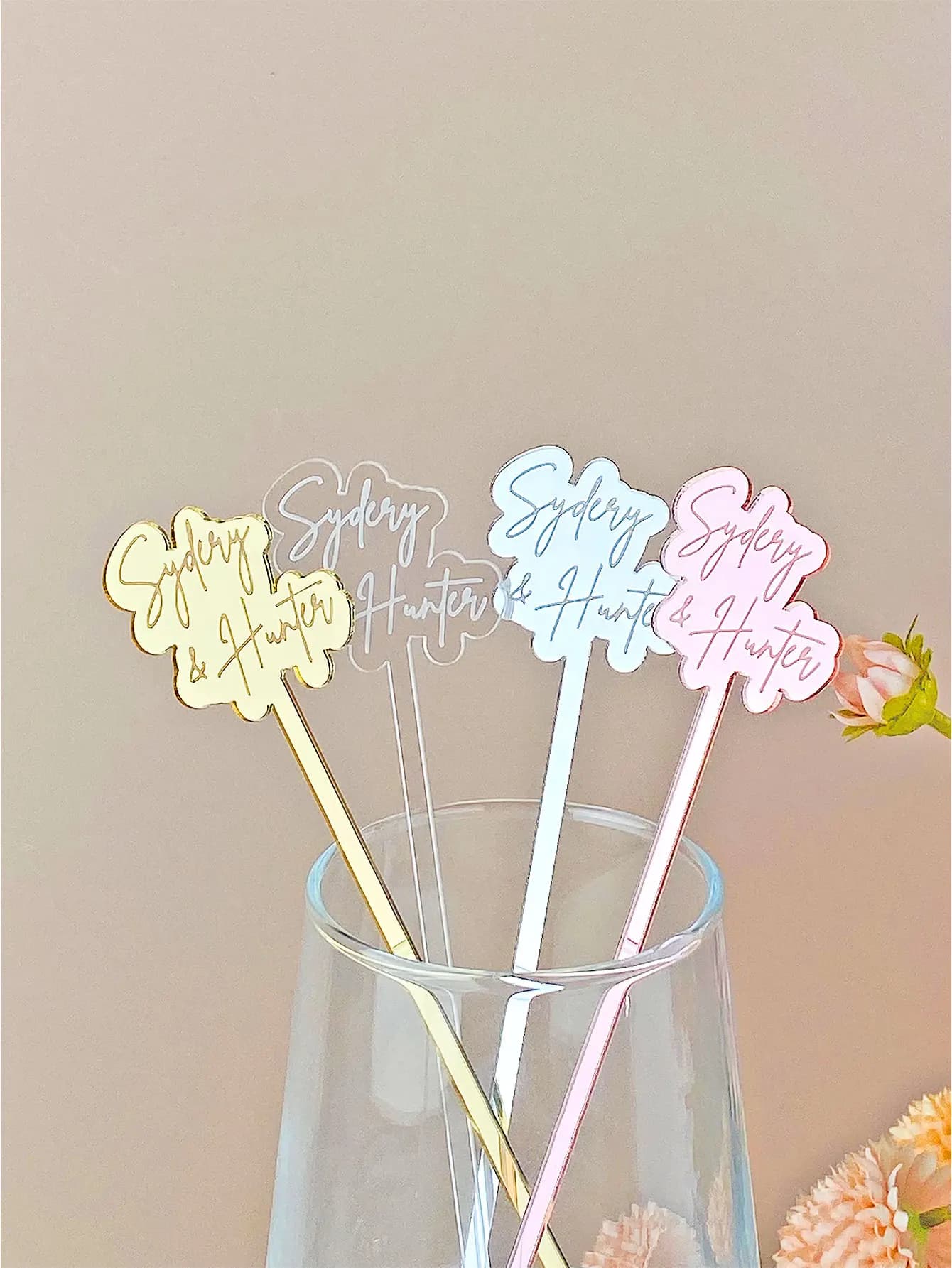 Agitatori per bevande personalizzati Matrimonio Bevanda personalizzata Fascino Bastoncini da cocktail Ciondoli per vino in vetro Cocktail Stir Swizzle Stick Decorazione