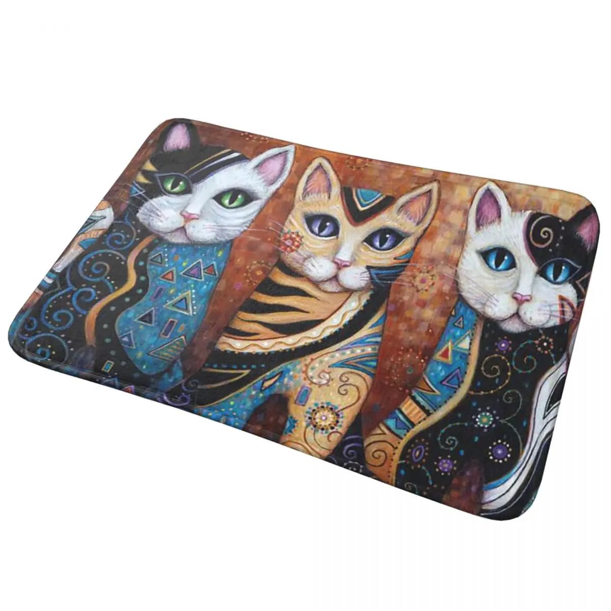 Tappetino zerbino antiscivolo con motivo gatto colorato Tappetino resistente all'acqua e all'olio per ingresso cucina Tappetini poggiapiedi camera da letto di casa