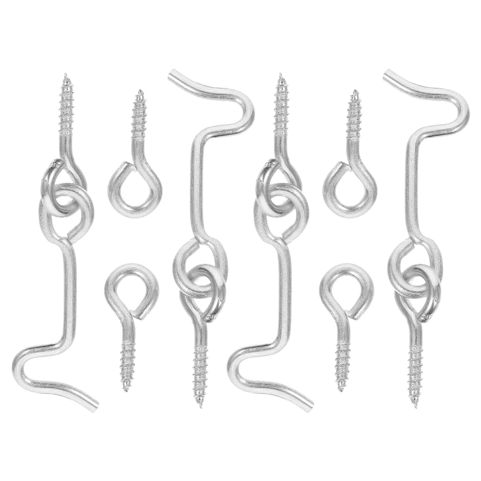 4 Set di Ganci per Porta in Acciaio al Carbonio, Robusti Ganci e Chiusure a Occhiello, Serrature per Porte di Cabine, Chiusure per Finestre Antivento