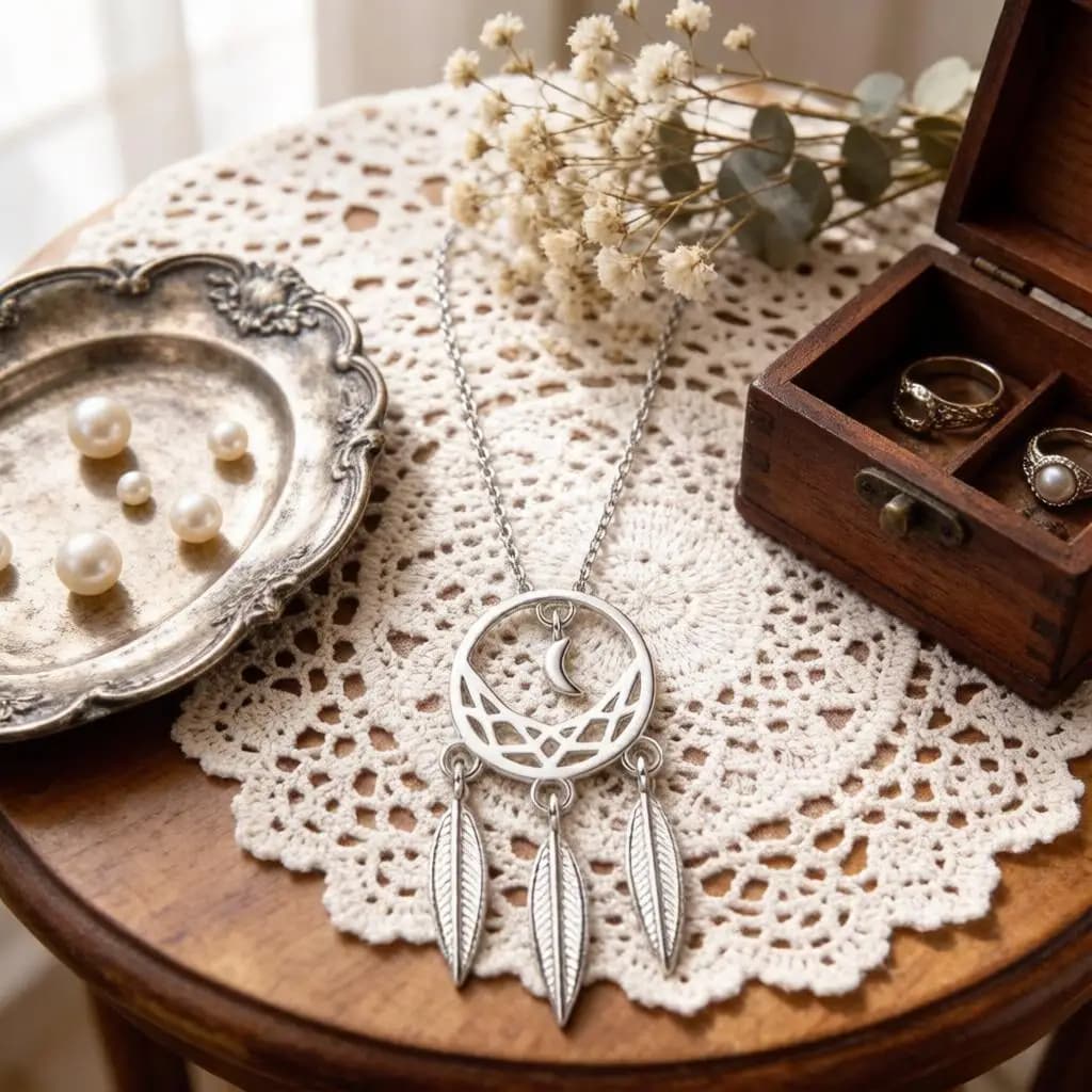 Exquisite 925 Sterling Silver Dream Catcher Leaf Tassel Pendant Necklaces for Women Girls Anniversary Party Fashion Jewelry Gift