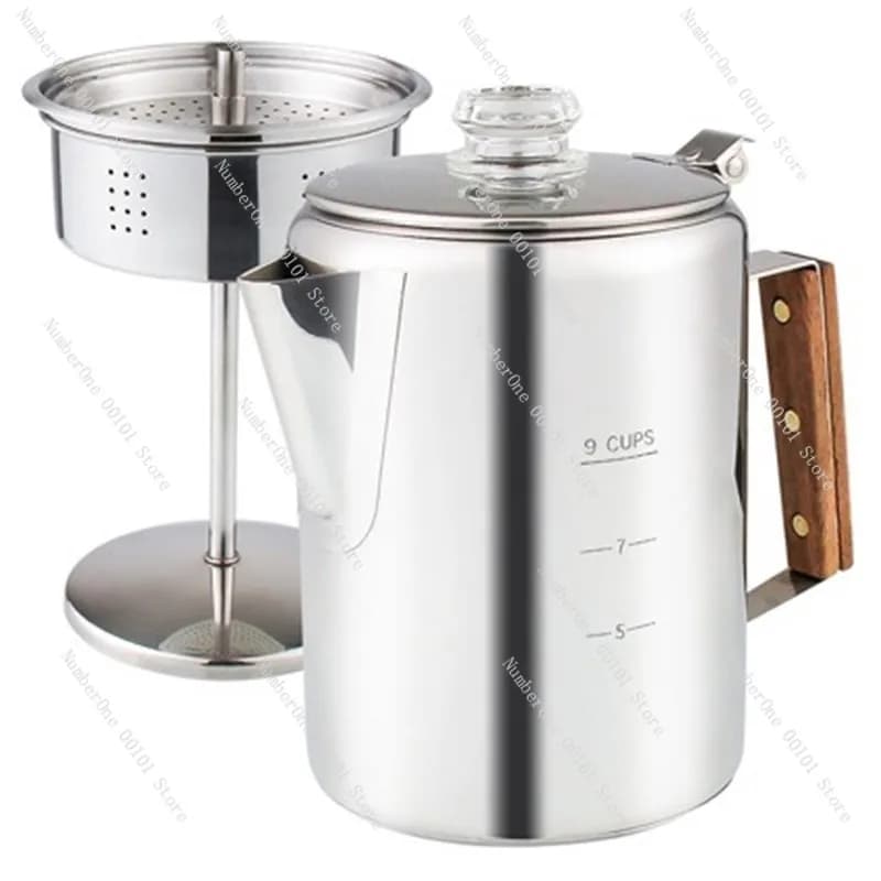 Coffee Percolators Stovetop for Camping, Percolator Coffee Pot Stainless Steel Coffee Maker Camping Outdoors 9 Cup