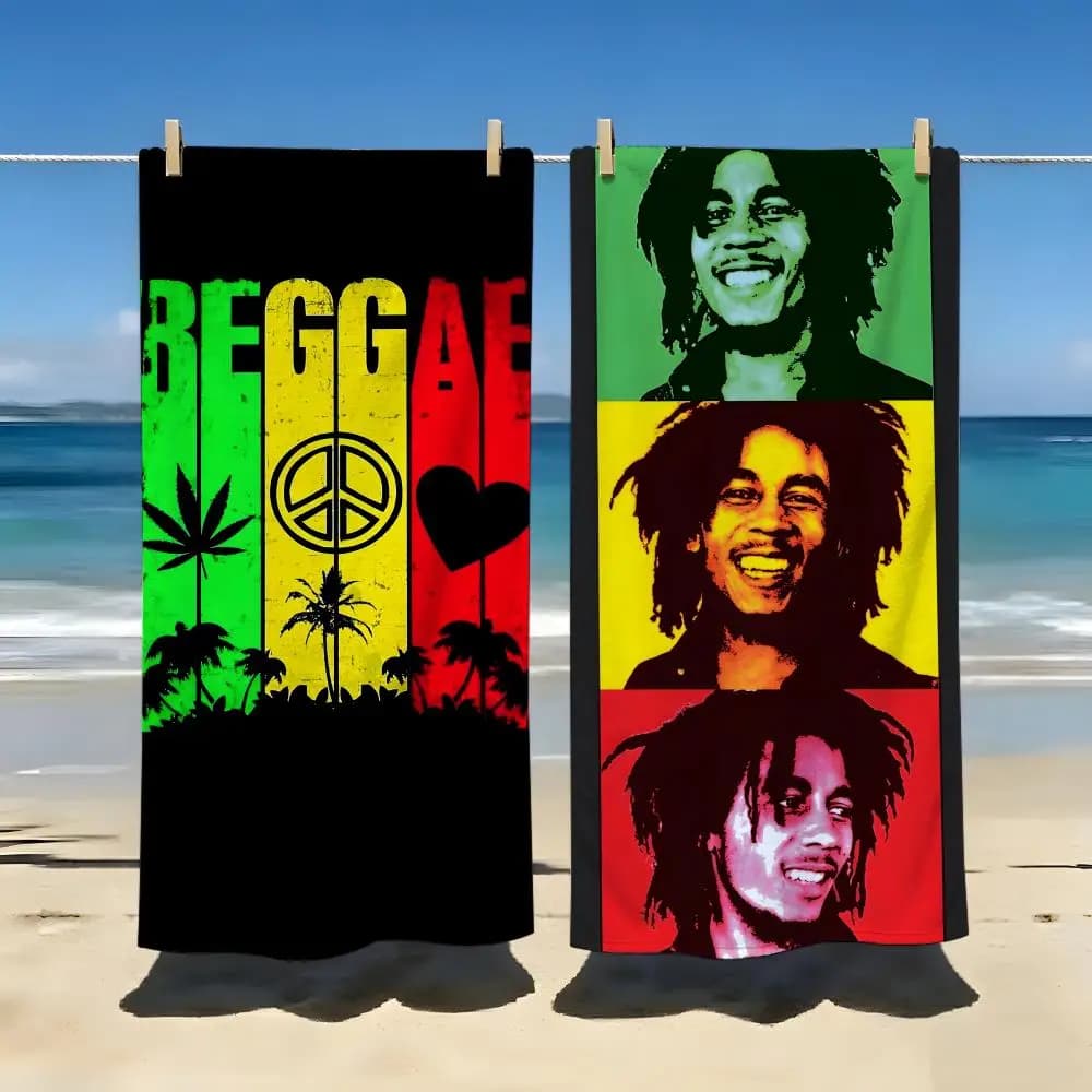 Reggae Music B-Bob M-Marley Asciugamano da spiaggia per viaggi, palestra, doccia, lusso, leggero, per campeggio, piscina