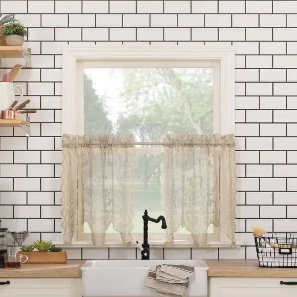 Tier Curtains Fabric Beige