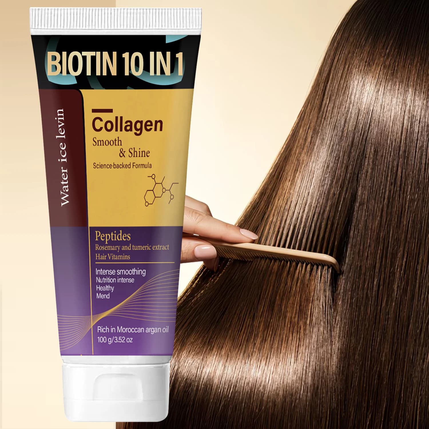 Maschera per Capelli 10-in-1 alla Biotina - Infusa con Cheratina e Collagene, Lisciante Intenso per Tutti i Tipi di Capelli