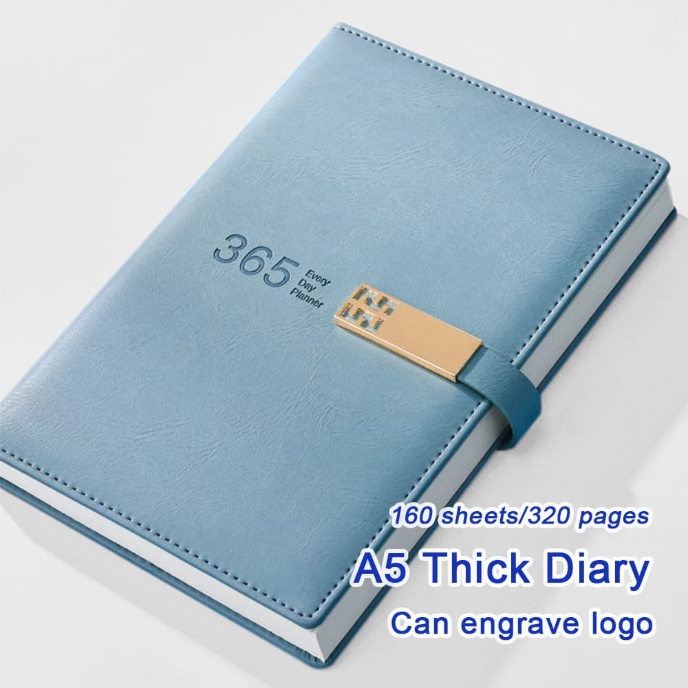 (Free Logo Engrave) A5 Daily Planner, Lined Inner Page Notebook, Notepad, Business Meeting Minutes, College Student Diary