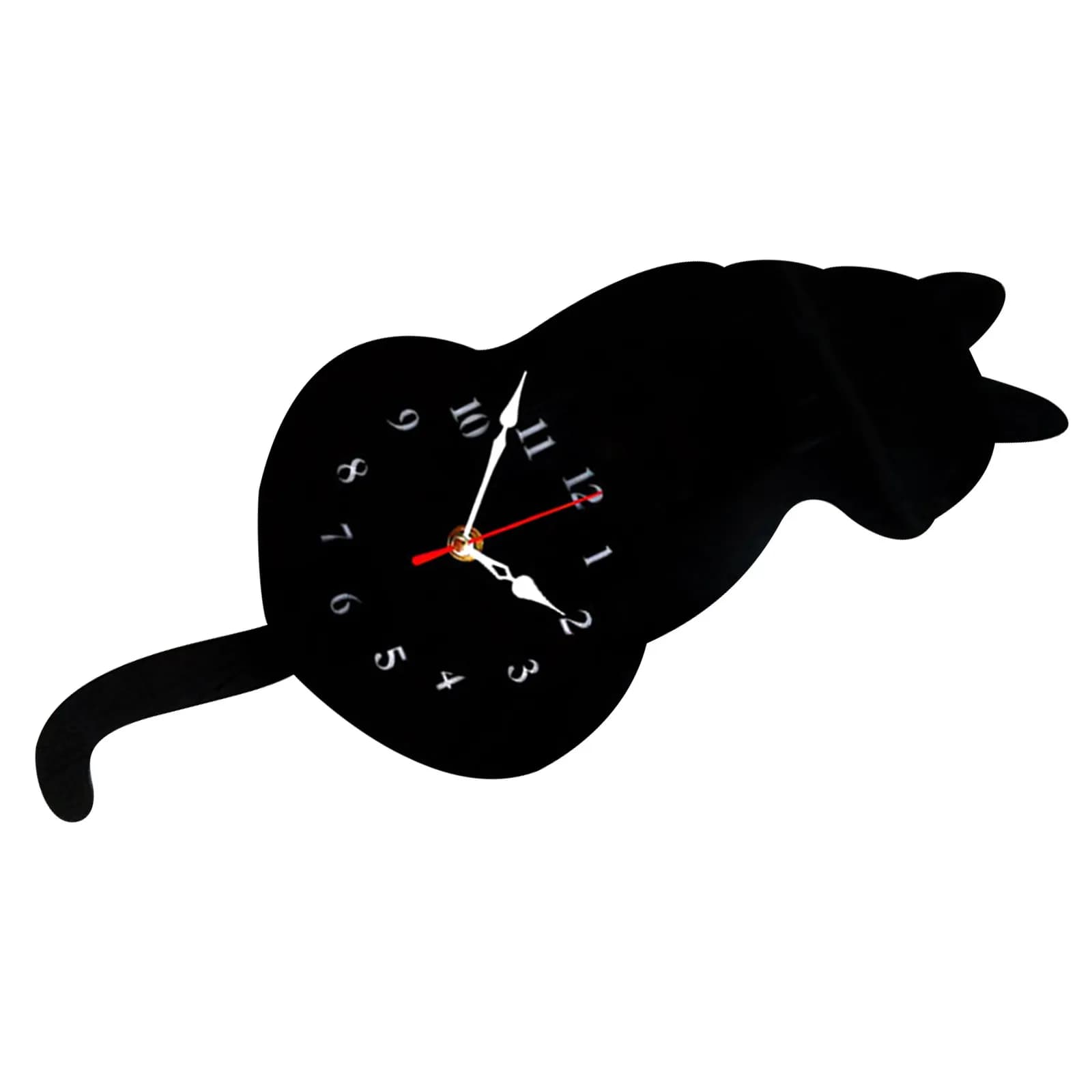 Orologio da parete moderno e silenzioso, design a forma di gatto, materiale acrilico, movimento ultra silenzioso, piastra posteriore in alluminio ispessito, decorazione per casa e ufficio, verde
