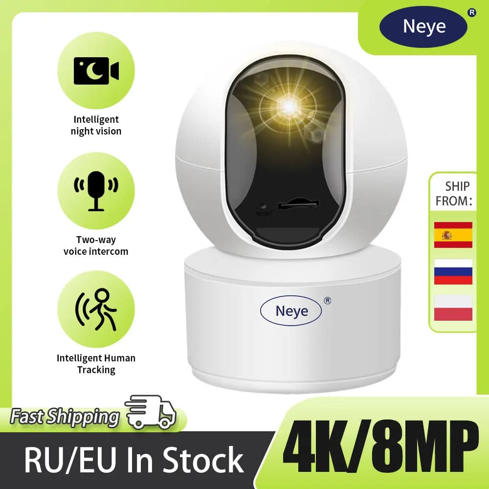 Telecamera IP N_eye Telecamera di sicurezza domestica da 8 MP 4K Telecamera wifi con telecamera IP con monitor audio per visione notturna IR