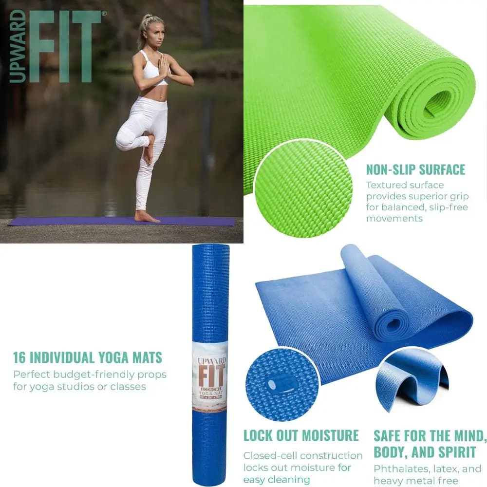Economic packaging of 10 yoga mats, 68 x 24, 3 mm thick, non-slip mats for domestic use and in studio