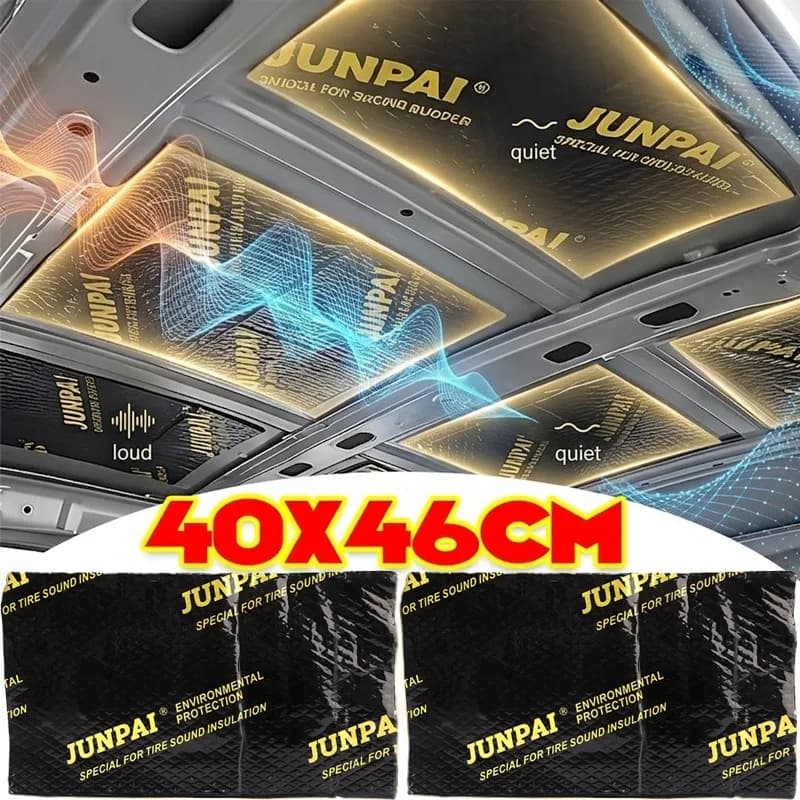 Soundproof Car Mat 40x46cm in Butyl Rubber and Aluminium Sheet, Acoustic and Thermal Insulation for Hood and Door Panels