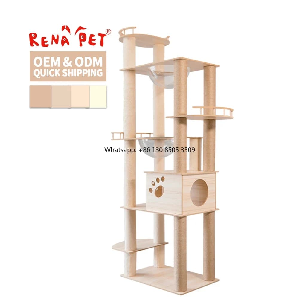 Manufacturer Wholesale Pet Product Supplier Wooden Sisal Large Cat Trees Scratcher
