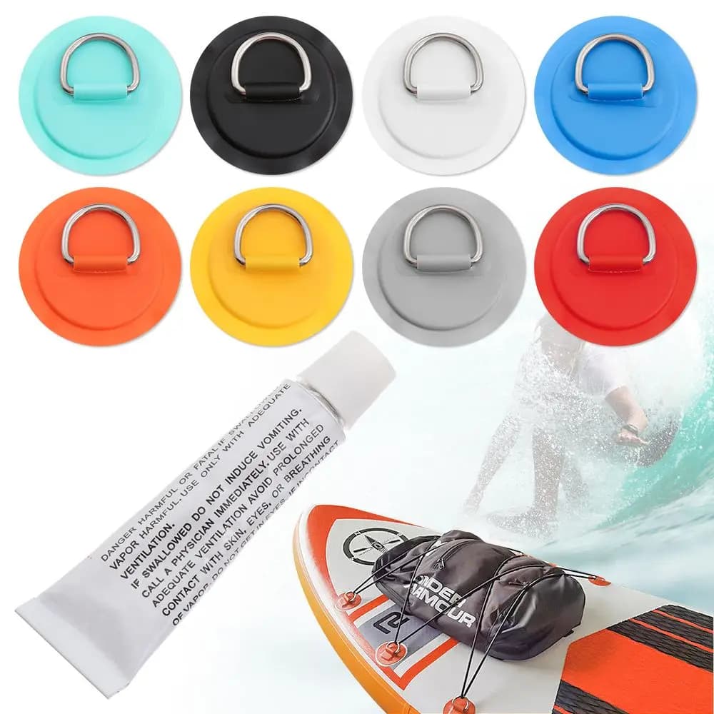 1/4 pz tavola da surf gommone barca toppa in PVC con anello a D in acciaio inox ponte Rigging Sup anello rotondo Pad 5M Bungee corda Kit accessori