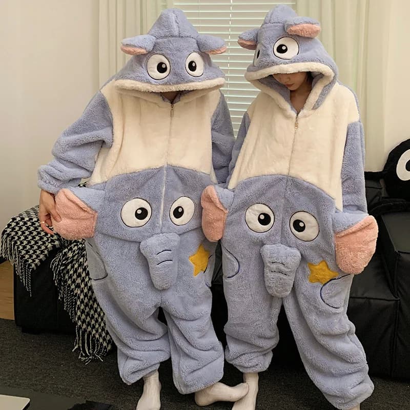 Kigurumi Adulti Indumenti da notte invernali Donna Uomo Pigiama Animale Tutina Addensare Coppie Pigiama Cartoon Notte Indossa per le donne Homewear