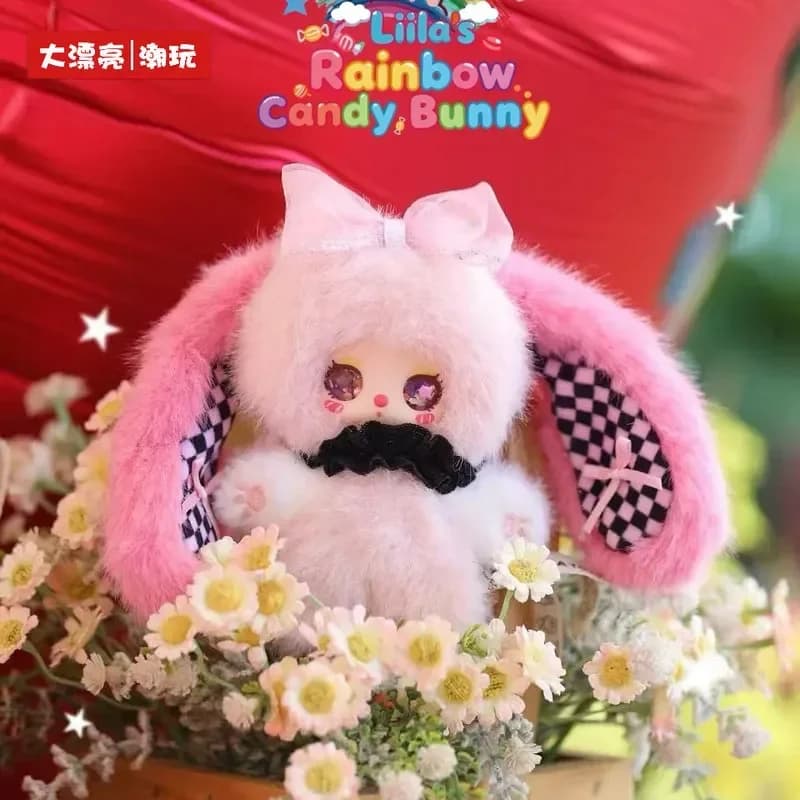 Liila Rainbow Candy Bunny Vinyl Plush Blind Box, Ciondolo per Zaino, Portachiavi, Bambola, Giocattolo Trendy, Decorazione, Regalo a Sorpresa, Mystery Box