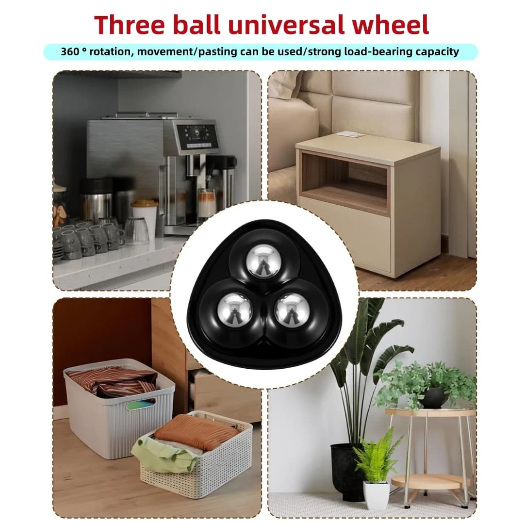 Mini universal wheel - silent anti slip home appliance caster, kitchen tool, used for coffee machine, air fryer (black)