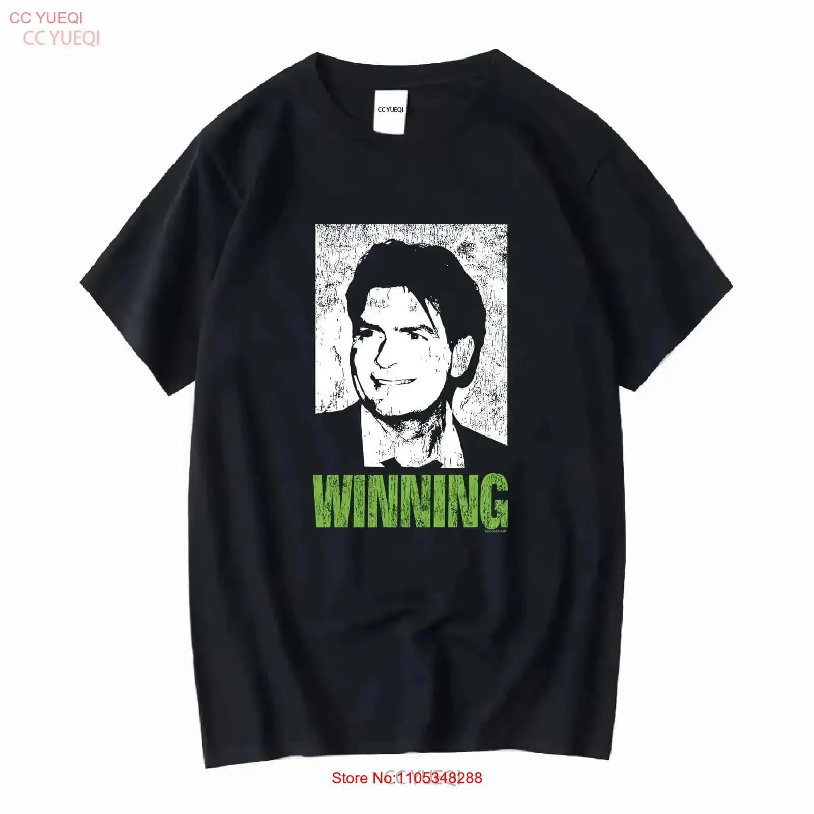 T-shirt Y2K Charlie Sheen Winning, taglia S, nera, divertente, pop culture anni 2000, vintage, lavata, abbigliamento firmato, grafica, moda casual
