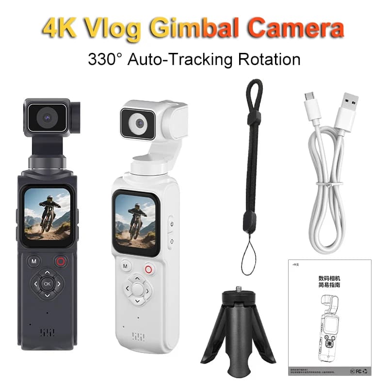 Videocamera Tascabile 4K con Schermo Touch, Stabilizzazione, Bodycam Sportiva, Registratore Video Portatile, Videocamera Digitale per Vlog e YouTube