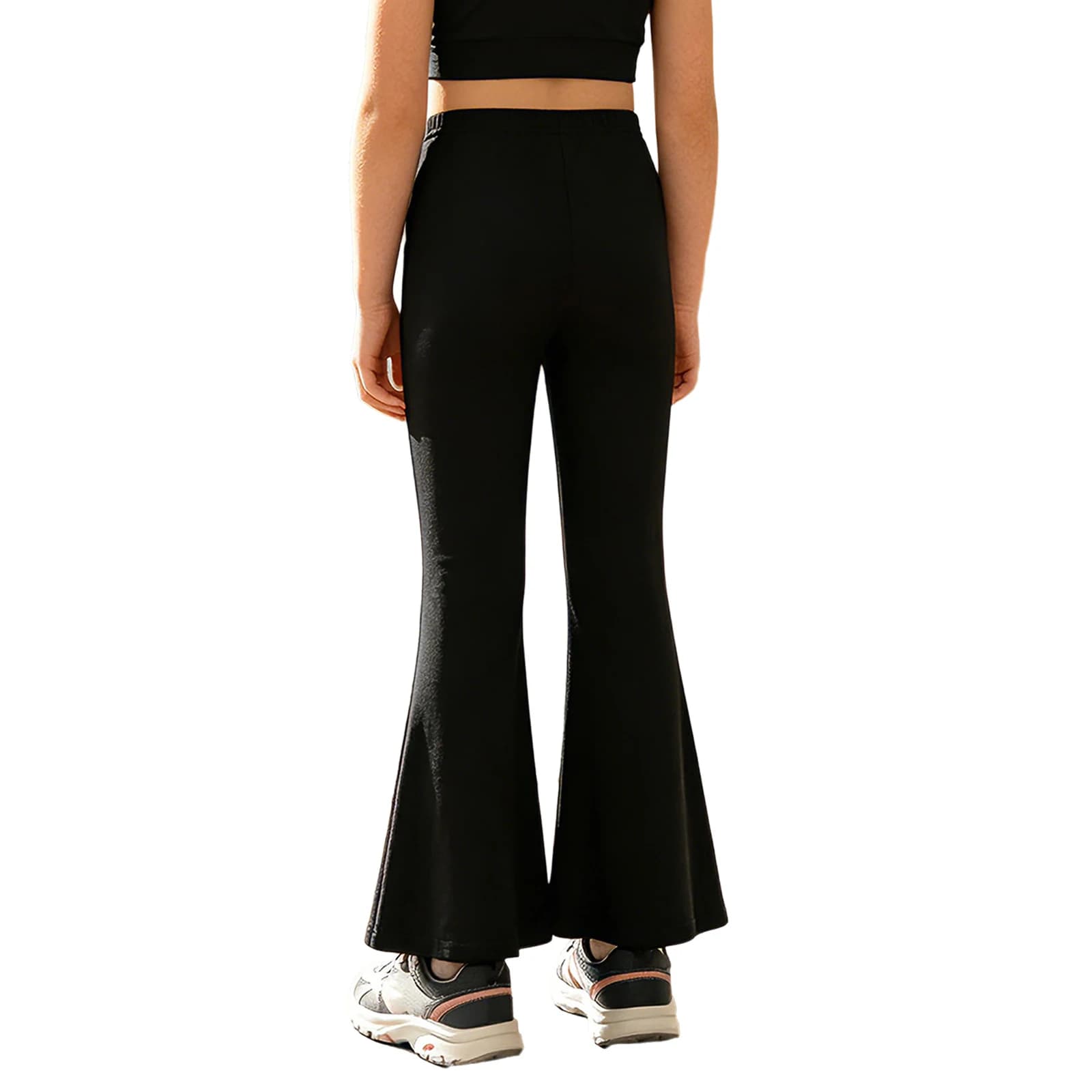 Pantaloni da Pattinaggio Artistico per Bambine con Strass Scintillanti, Vita Elastica, Gamba Svasata, Leggings per Danza e Ginnastica