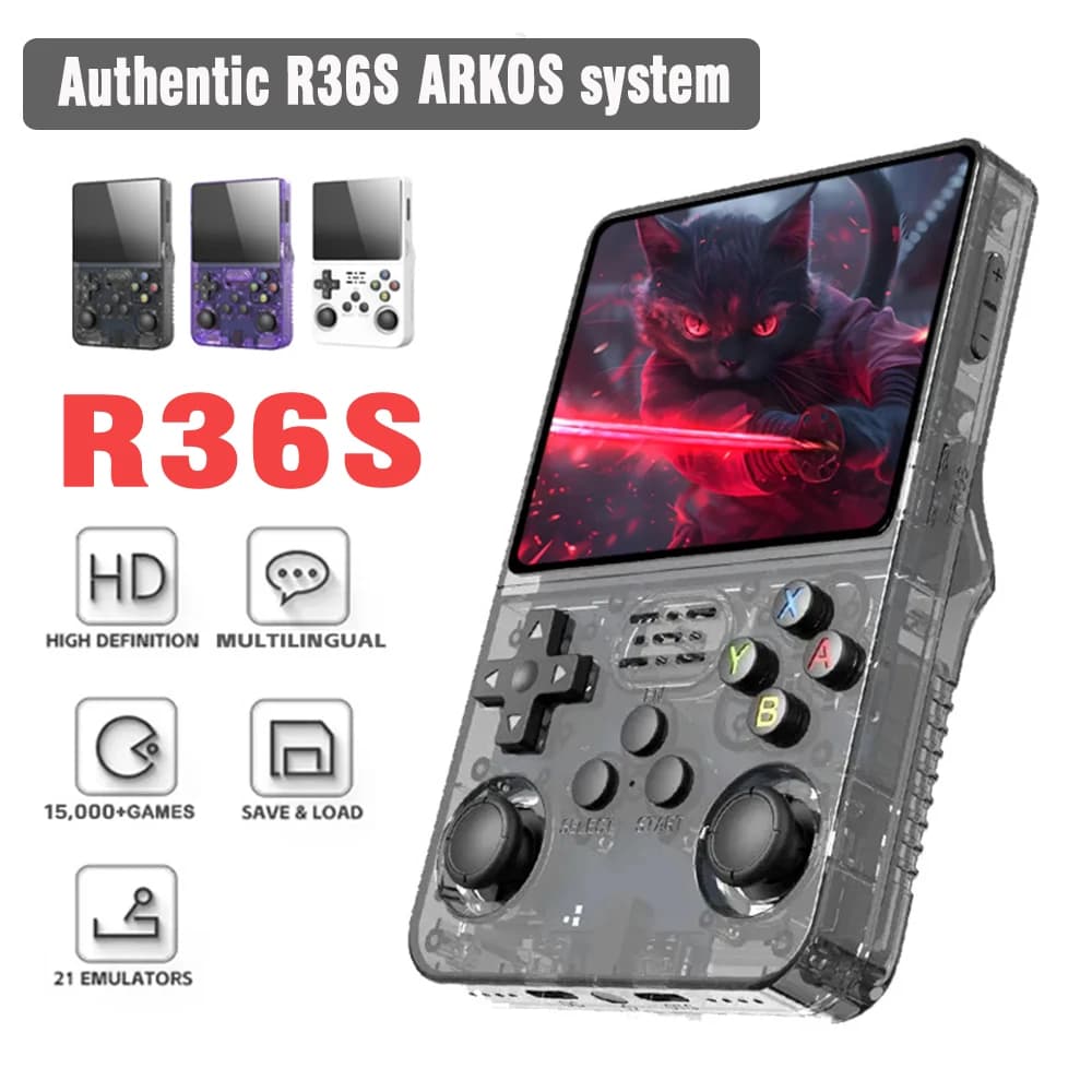 ARKOS R36S Portable Play Console Retro Linux System 3.5 Inch IPS Screen Video Player Portable Gaming Console 64 GB/128 GB