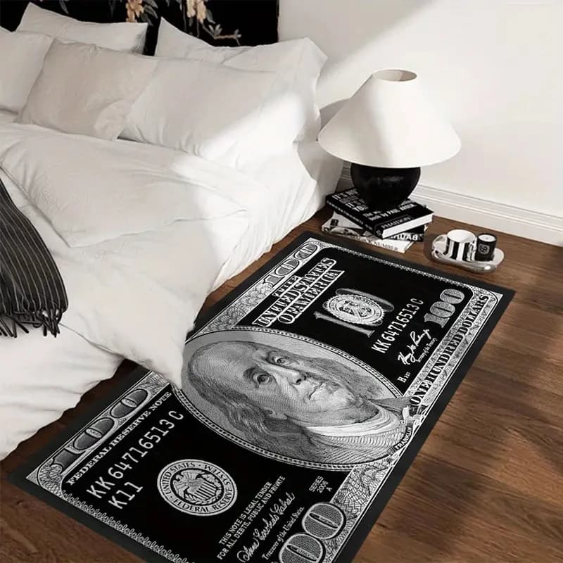 VIKAMA Creative Carpet for Money Bedside Tablet for Bedroom Playroom Mat for Living Room Carpet for Home Decoration