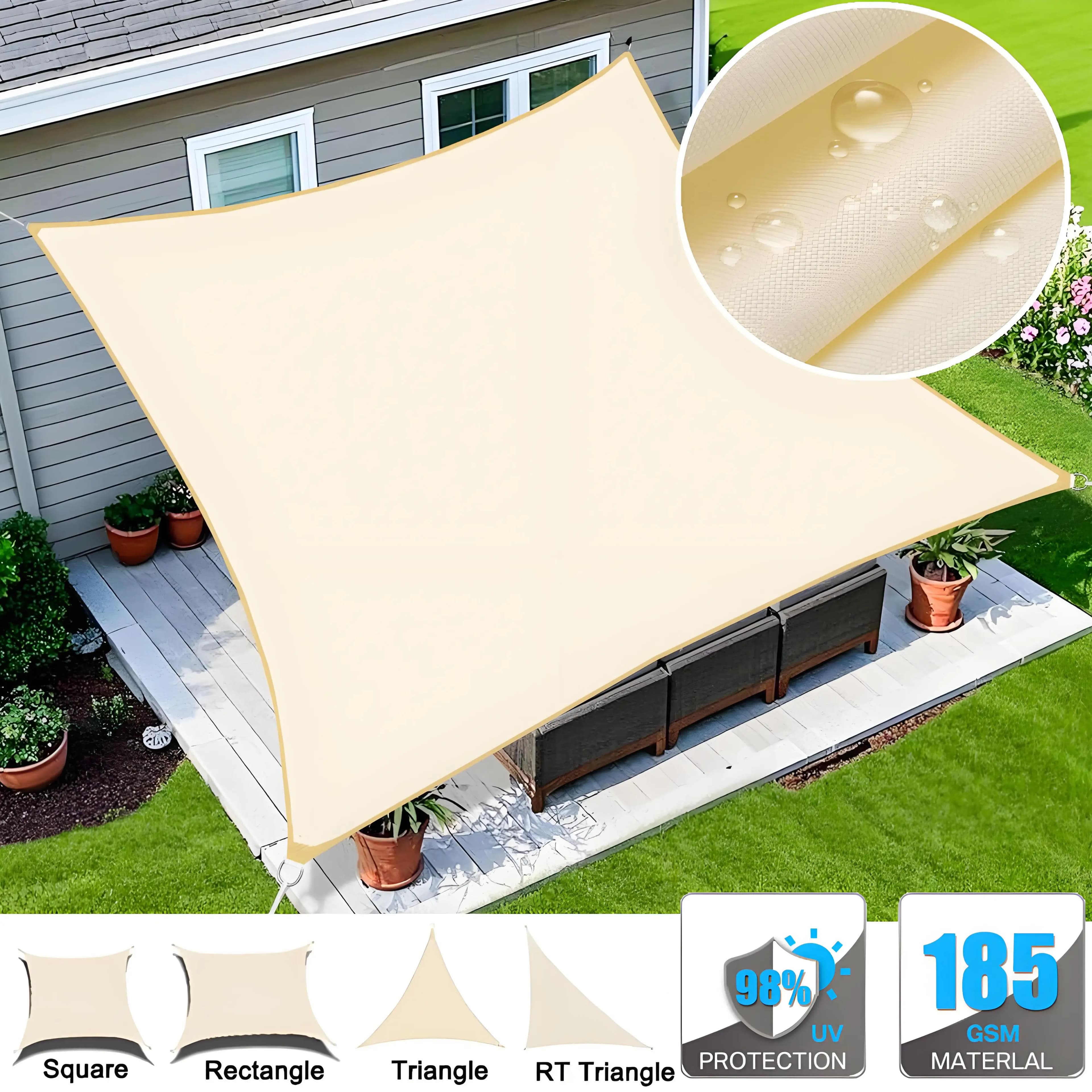 Vela parasole beige Vele da giardino esterne impermeabili Baldacchino Patio Party Tenda per protezione solare 98% Panno parasole con blocco UV con corda libera
