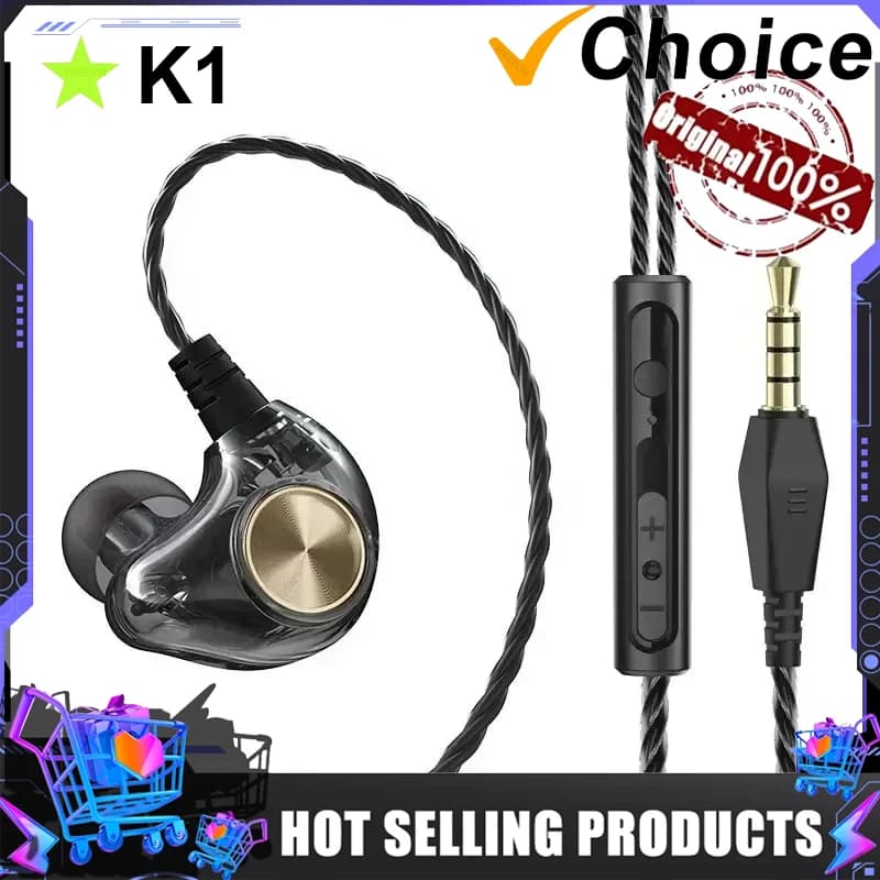 Auricolari Dinamici HiFi con Cavo, Monitor In-Ear, Cuffie Sportive con Bassi Stereo, Cancellazione del Rumore per Gaming, Auricolari Musicali con Microfono