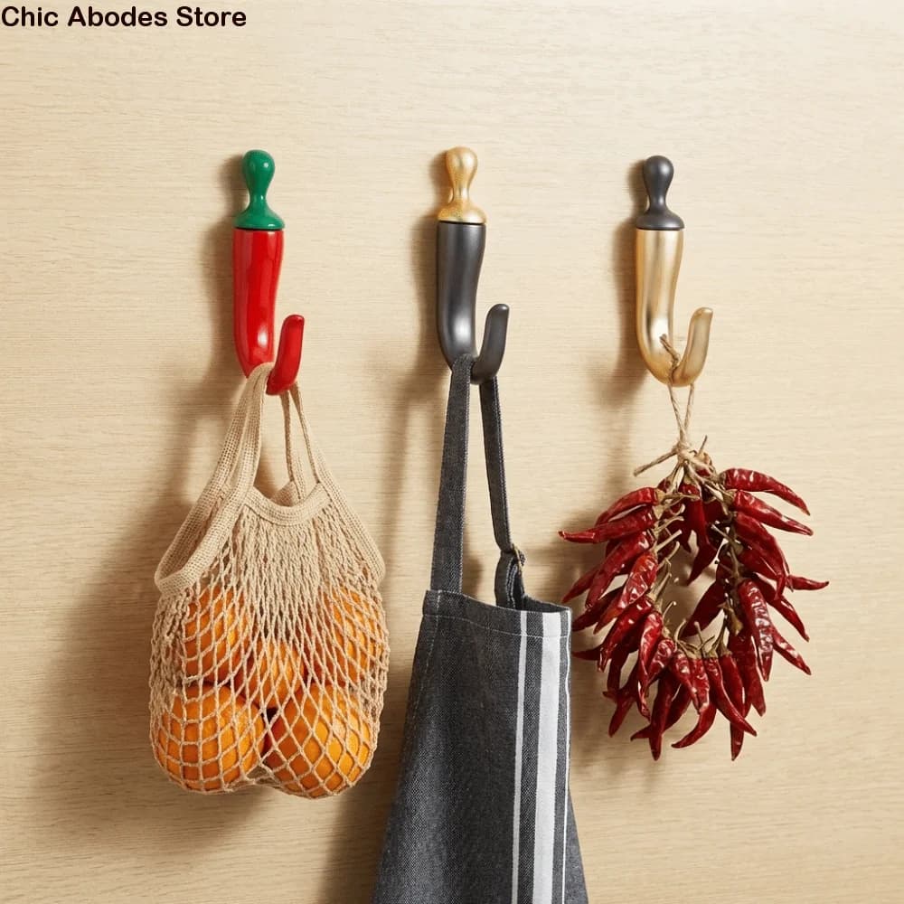 Door Hanger Zinc Alloy Chili Clothes Hook Waterproof Moisture-proof Wall Hanging Hooks Funny Space Saving Key Hook Kitchen