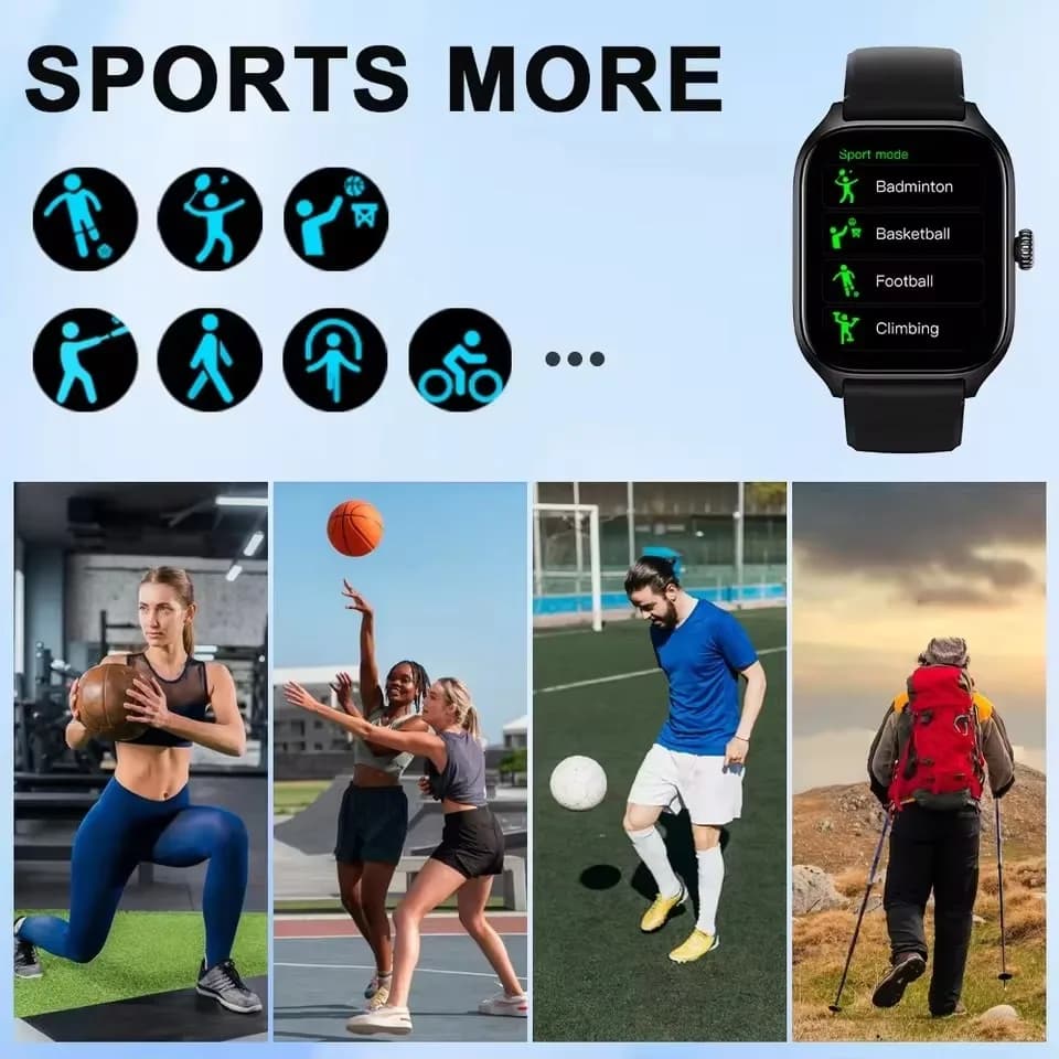 Smartwatch 2026 per Donne e Uomini con Schermo Touch Completo, Monitoraggio Frequenza Cardiaca, Fitness Tracker, Chiamate Bluetooth, Compatibile con Android e iOS