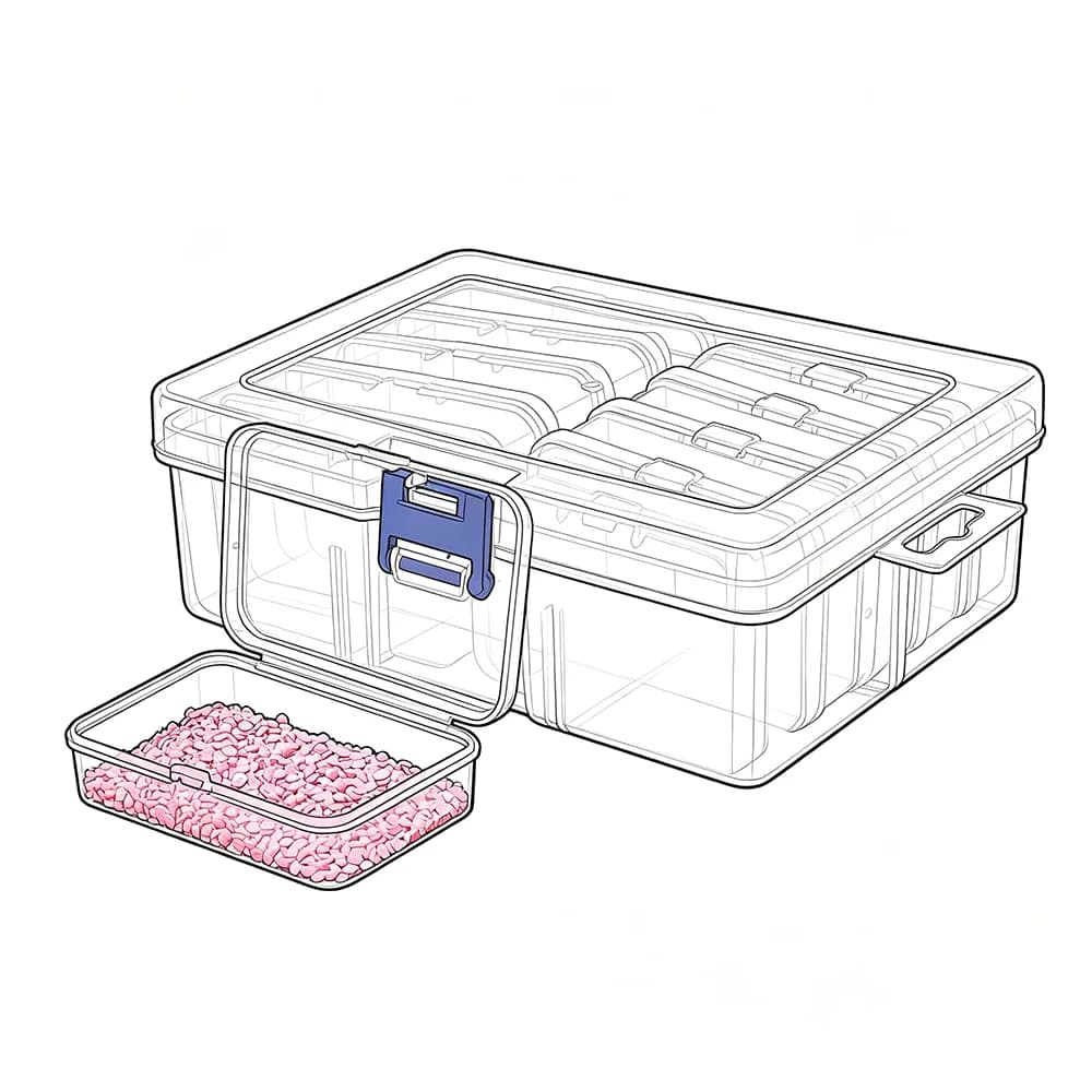 10/19/24/30 Grids 1 Set DIY Beading Diamond Paint Crafts Transparent Plastic Storage Box, Art Embroidery Rectangular Describe