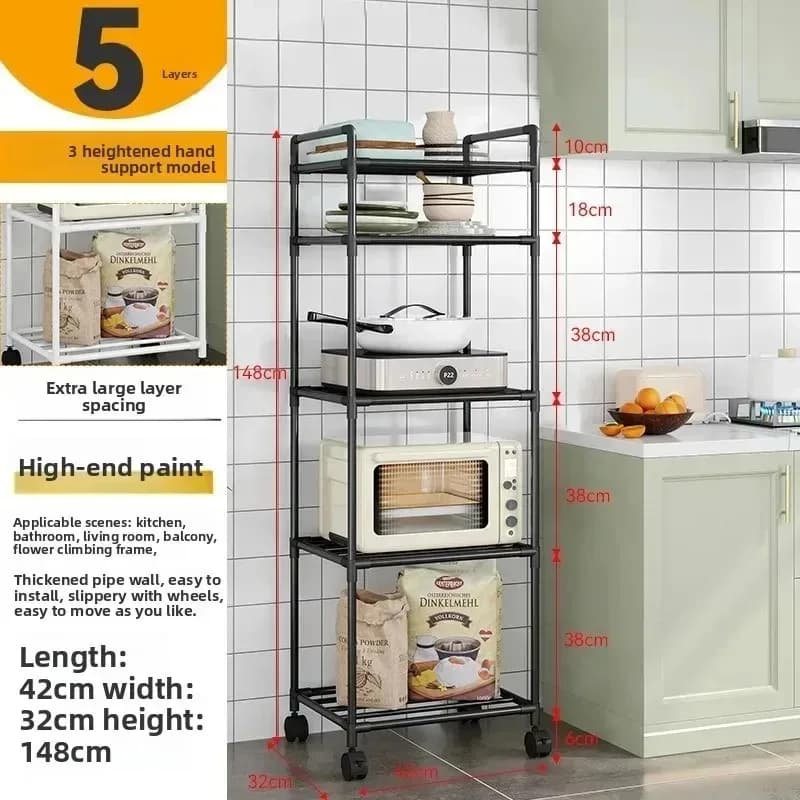 High space utilization storage rack, upright multi-layer rack + kitchen mobile cart + bathroom storage shelf kitchen organizer