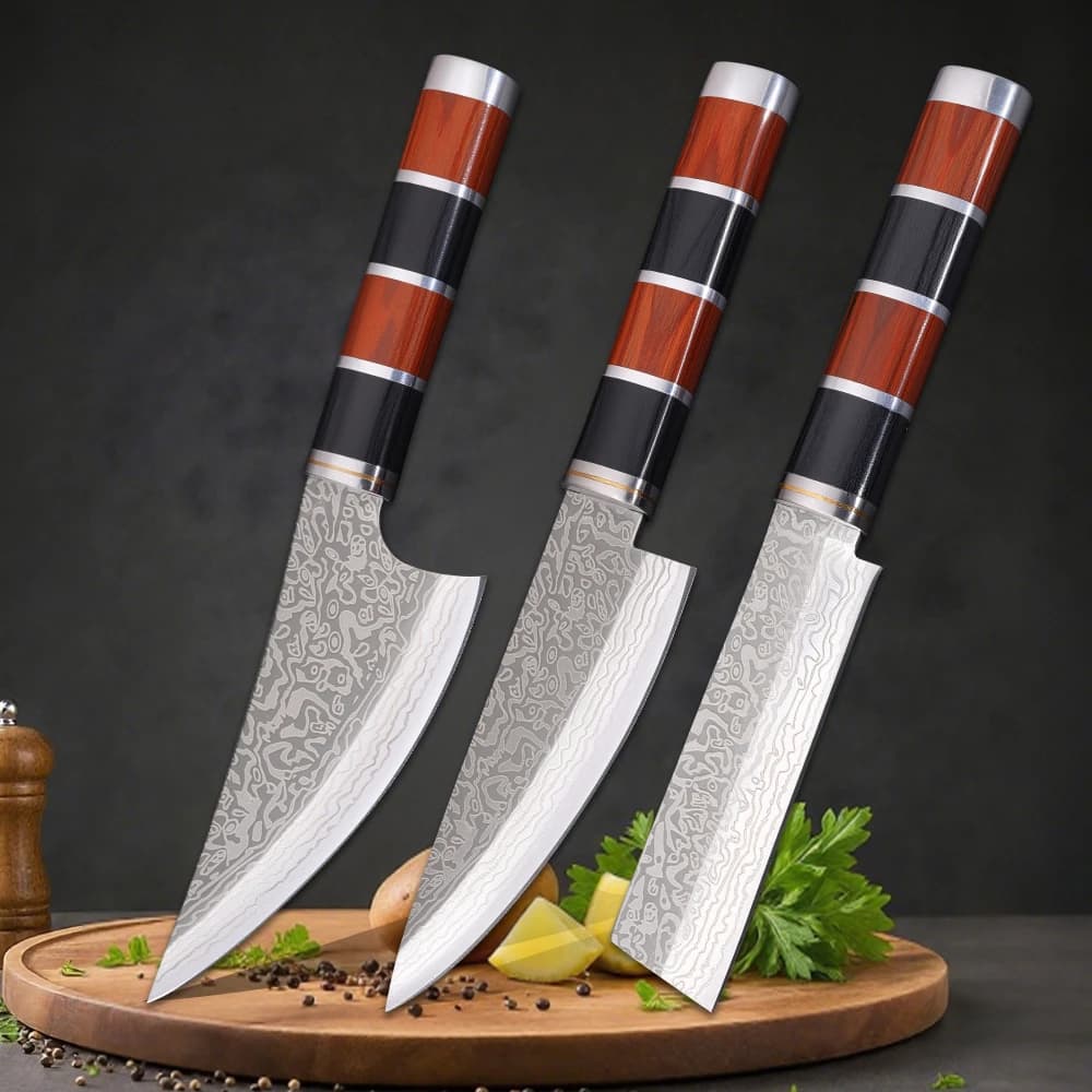 Coltello multiuso Jaswehome con manico in legno Mannaia per carne mongola da esterno con motivo laser in acciaio inossidabile con coltello da cucina con fondina