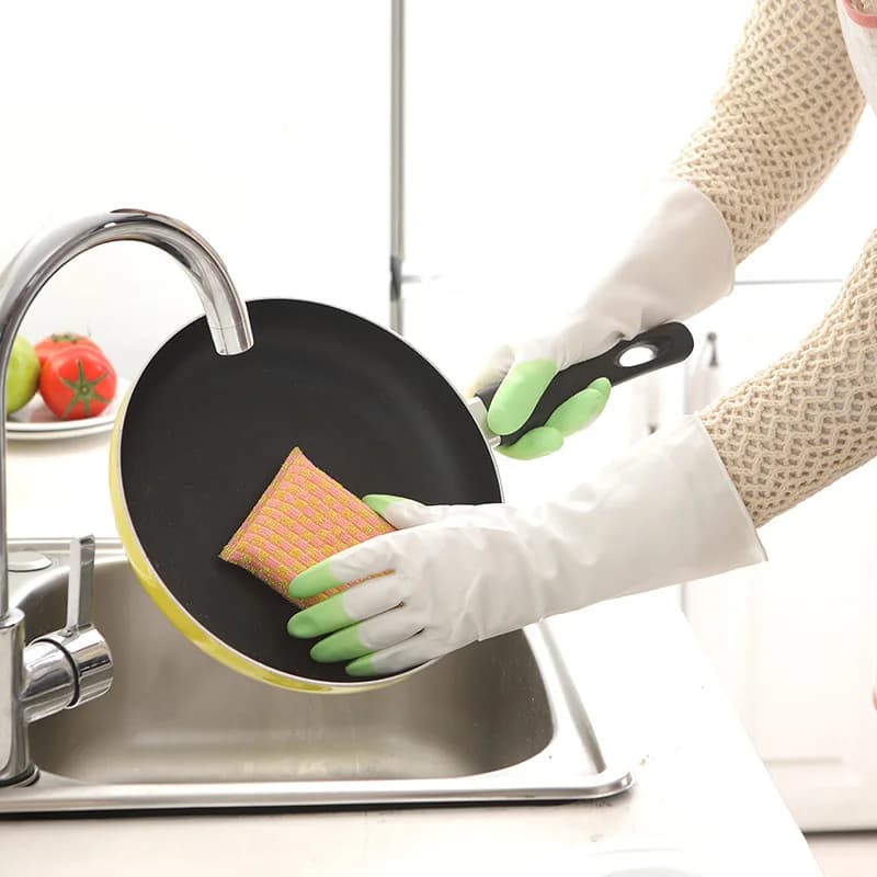 Guanti da lavaggio in nitrile Ciotola da cucina per la casa Lattice durevole per lavare i vestiti Guanti di gomma impermeabili per la casa da donna # 1505
