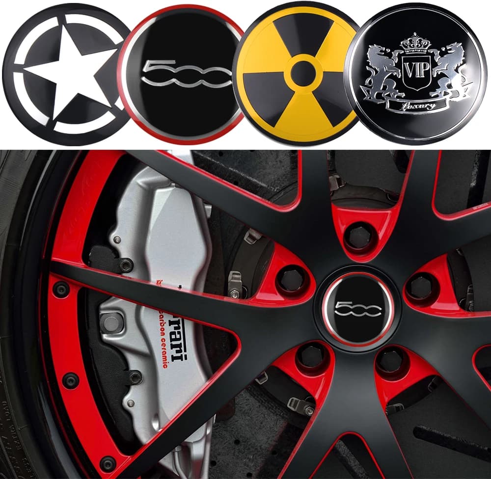 4 pezzi 56/60mm Coprimozzo per Cerchione Auto, Accessorio Adesivo per Volvo Nissan Opel Ford Toyota Peugeot Audi Volkswagen