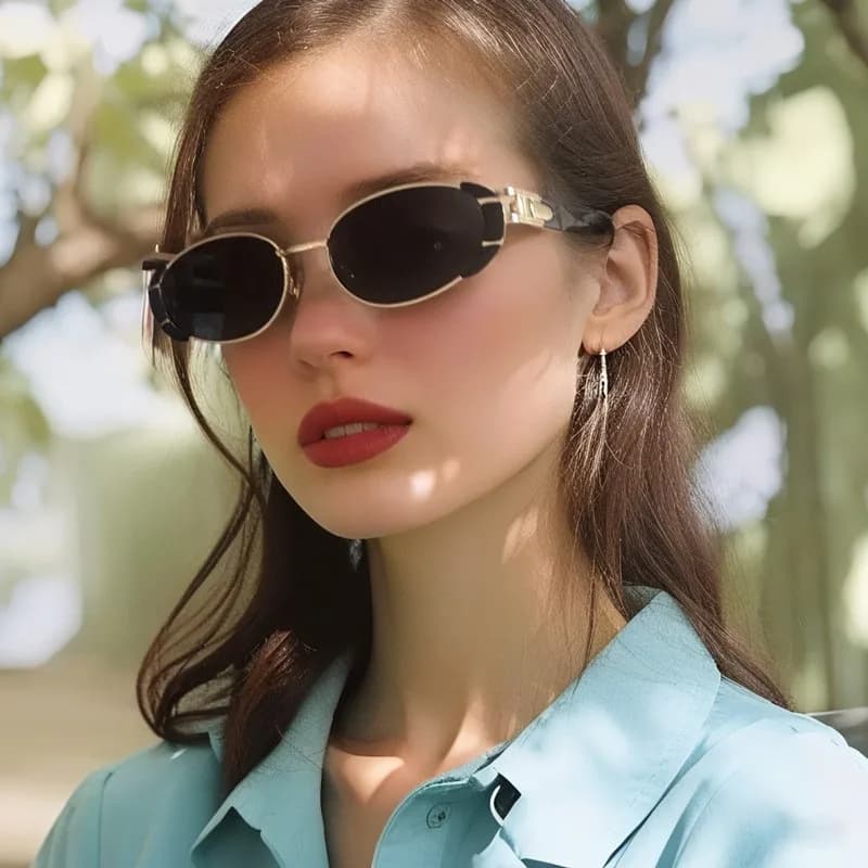 2025 new metal small frame sunglasses Internet celebrity fashion trend retro oval ins sunglasses women street shot glasses