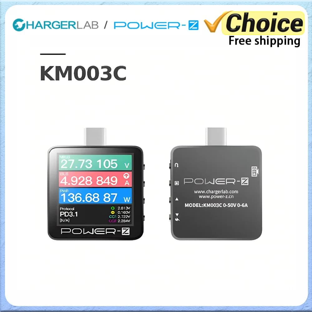 Power-Z KM003C Portable Quick Charging Tester Type C PD3.1 QC5.0 240W Mxa Digital Voltmeter and Amperometer Power Bank Tester