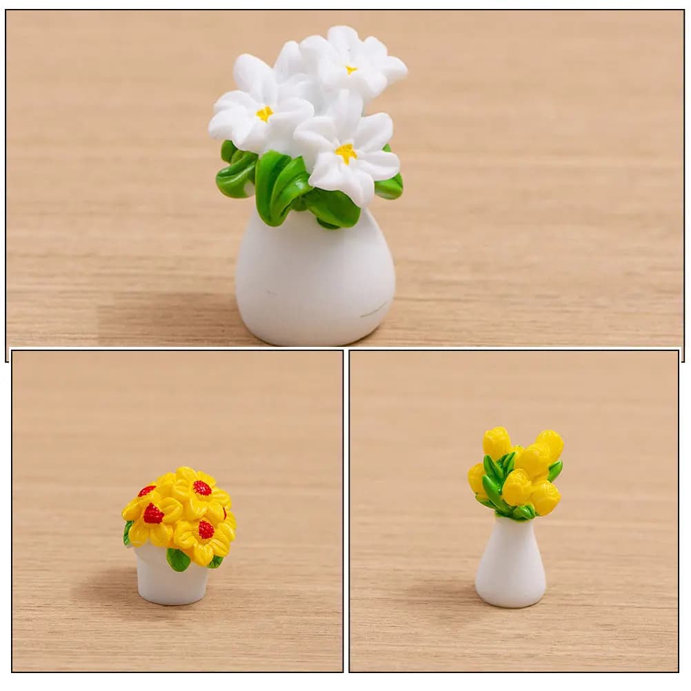 6Pcs Natural Looking Mini Potted Plants Artificial Succulent Bonsai Decor Mini House Landscape Desktop Ornament Shelf Garden