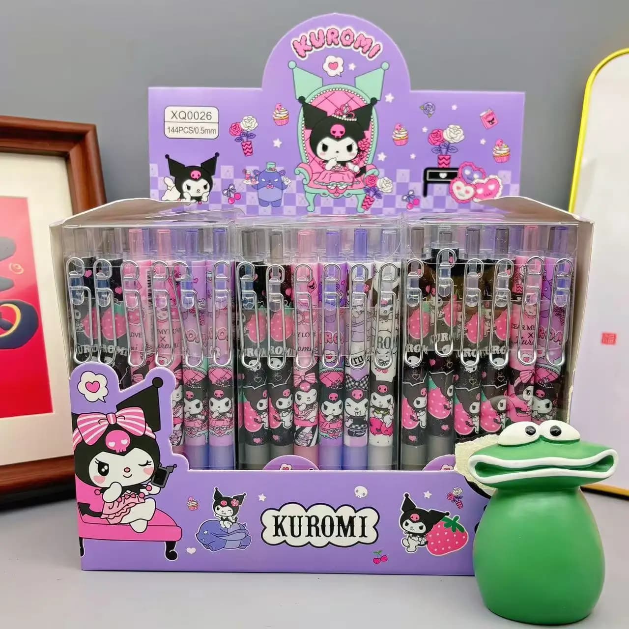 Penna Gel Sanrio Kuromi 0.5mm Inchiostro Nero, Penna Retrattile con Cartone Animato Carino per Cancelleria Studenti