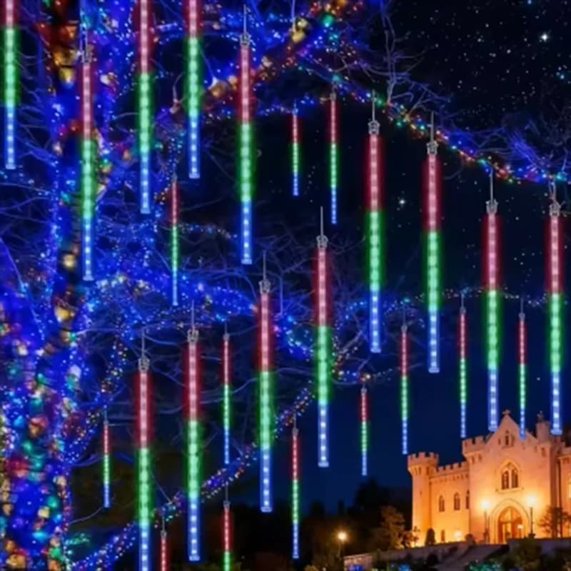 2026 30cm/50cm EU/US Plug Waterproof Meteor Shower Rain 8 Tube LED String Lights For Outdoor Holiday Christmas Decoration Tree