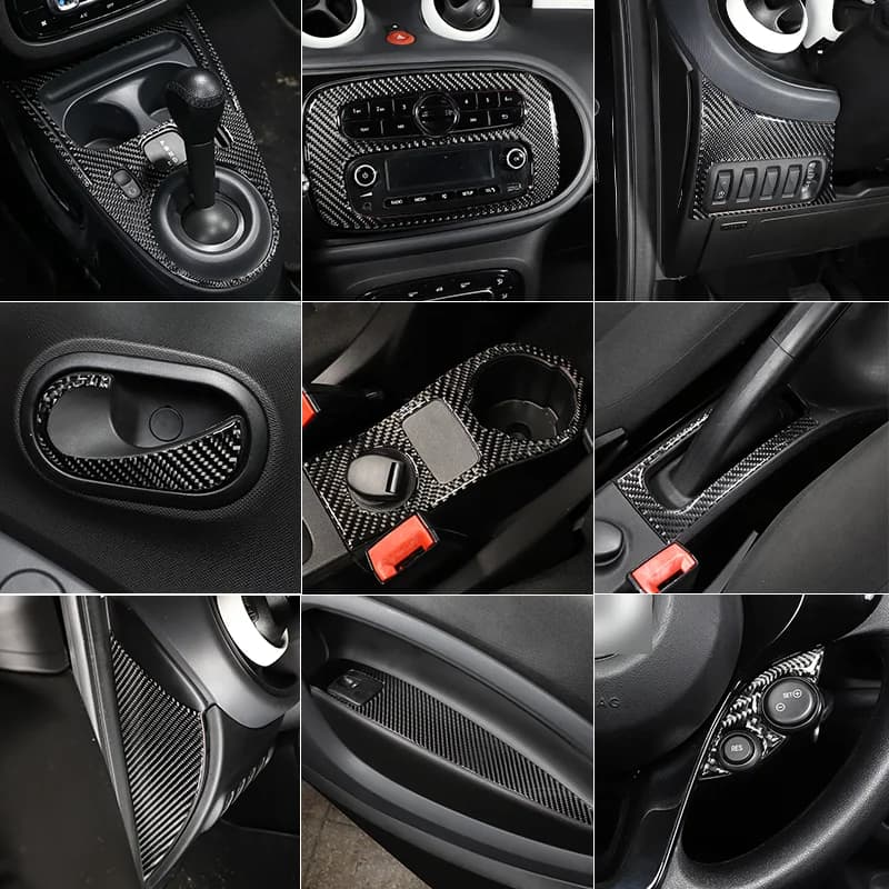 Soft Carbon Fiber For Mercedes Benz Smart 453 Fortwo/Forfour 2016-2021 Gear Shift Console Cover Whole Stickers Car Accessories